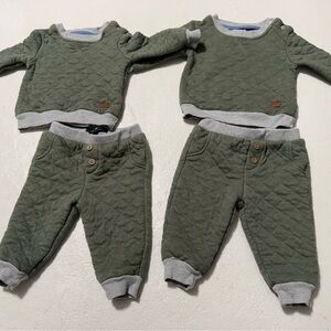 Set of twin 7 for all mankind baby outfits 3/6 month green/gray